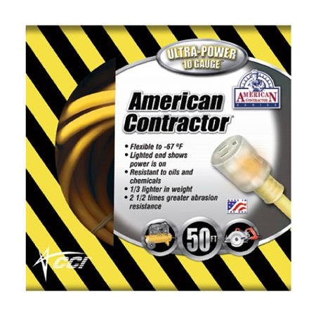 Southwire SJEOW Extension Cord, 10 AWG, Outdoor, 10/3, 1 Outlets, 5-15R, Yellow, 5-15P, 50 ft 1788SW0002